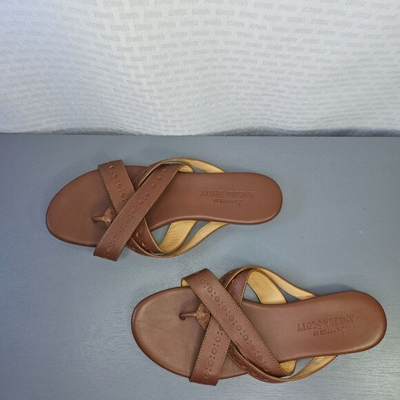 The Office Of Angela Scott Brown Leather Womens Sandals With Dust Bag Size 40 - Picture 9 of 11